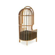 Cage Titanium Gold Polished Stainless Steel Base Black Luxury Accent Chair