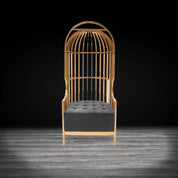 Cage Titanium Gold Polished Stainless Steel Base Black Modern Accent Chair