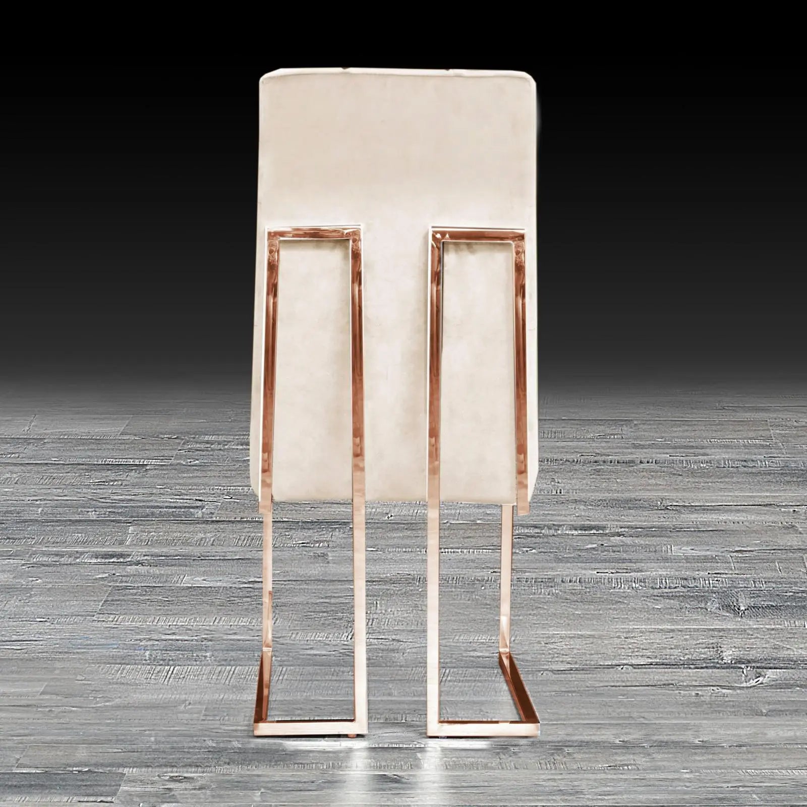 Cameron Beige Rose Gold Polished Stainless Steel Base Luxury Dining Chair