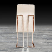 Cameron Beige Rose Gold Polished Stainless Steel Base Luxury Dining Chair