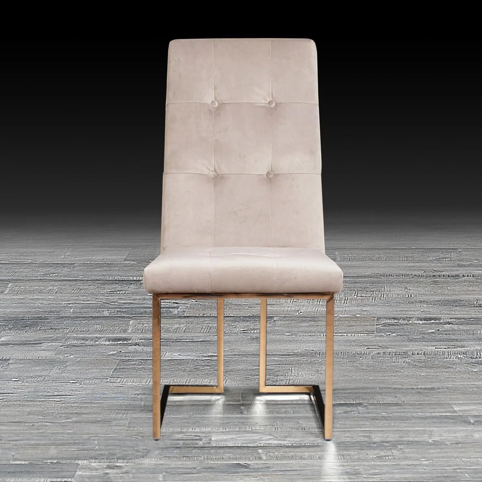 Cameron Beige Rose Gold Polished Stainless Steel Base Modern Dining Chair