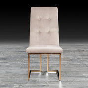 Cameron Beige Rose Gold Polished Stainless Steel Base Modern Dining Chair