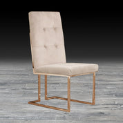 Cameron Beige Rose Gold Polished Stainless Steel Base Stylish Dining Chair
