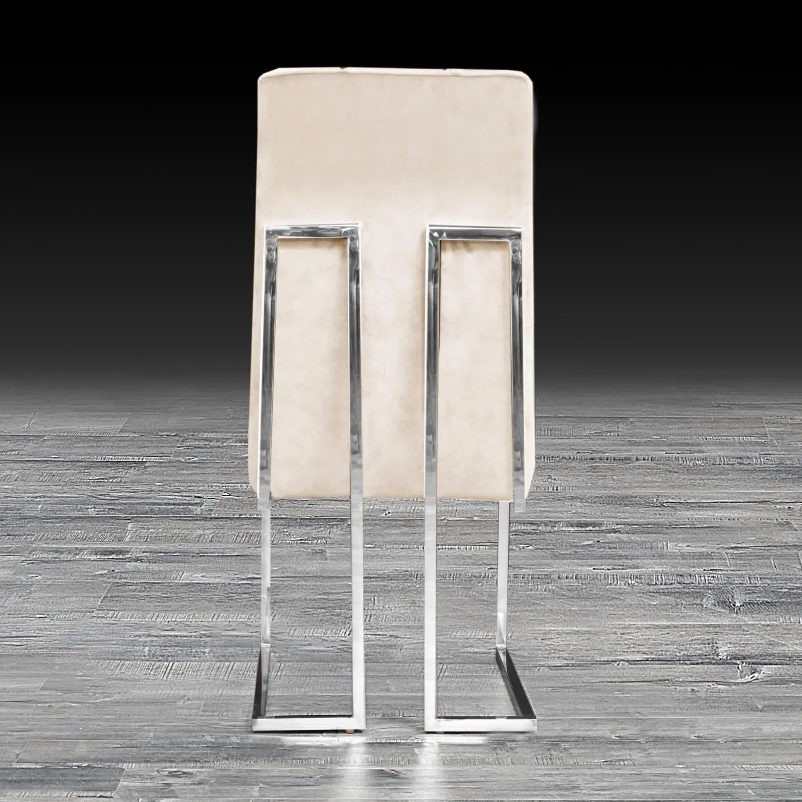 Cameron Beige Polished Stainless Steel Base Luxury Dining Chair