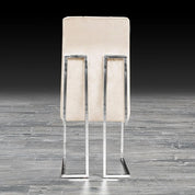 Cameron Beige Polished Stainless Steel Base Luxury Dining Chair