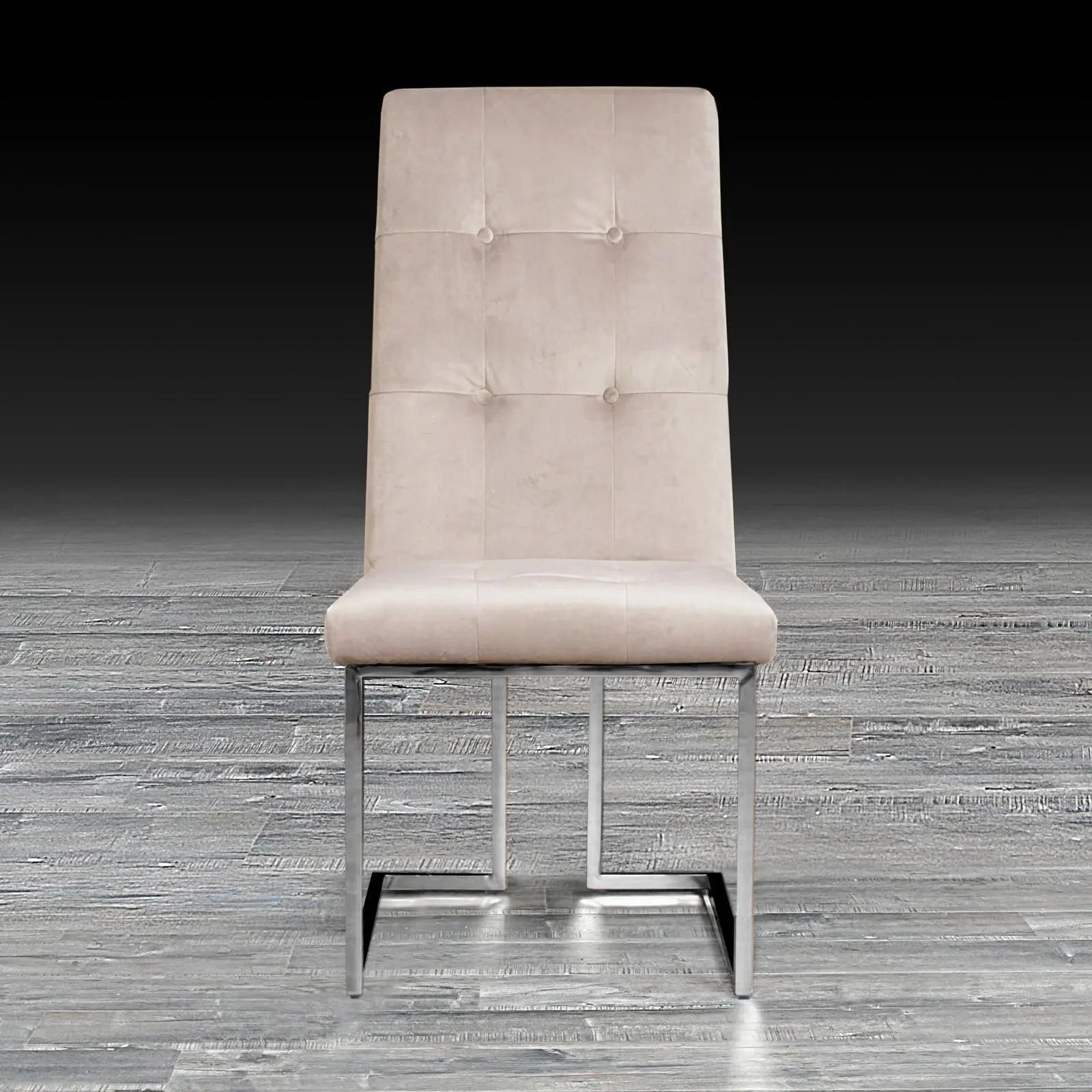 Cameron Beige Polished Stainless Steel Base Modern Dining Chair