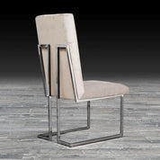Cameron Beige Polished Stainless Steel Base Roberto Grassie Dining Chair