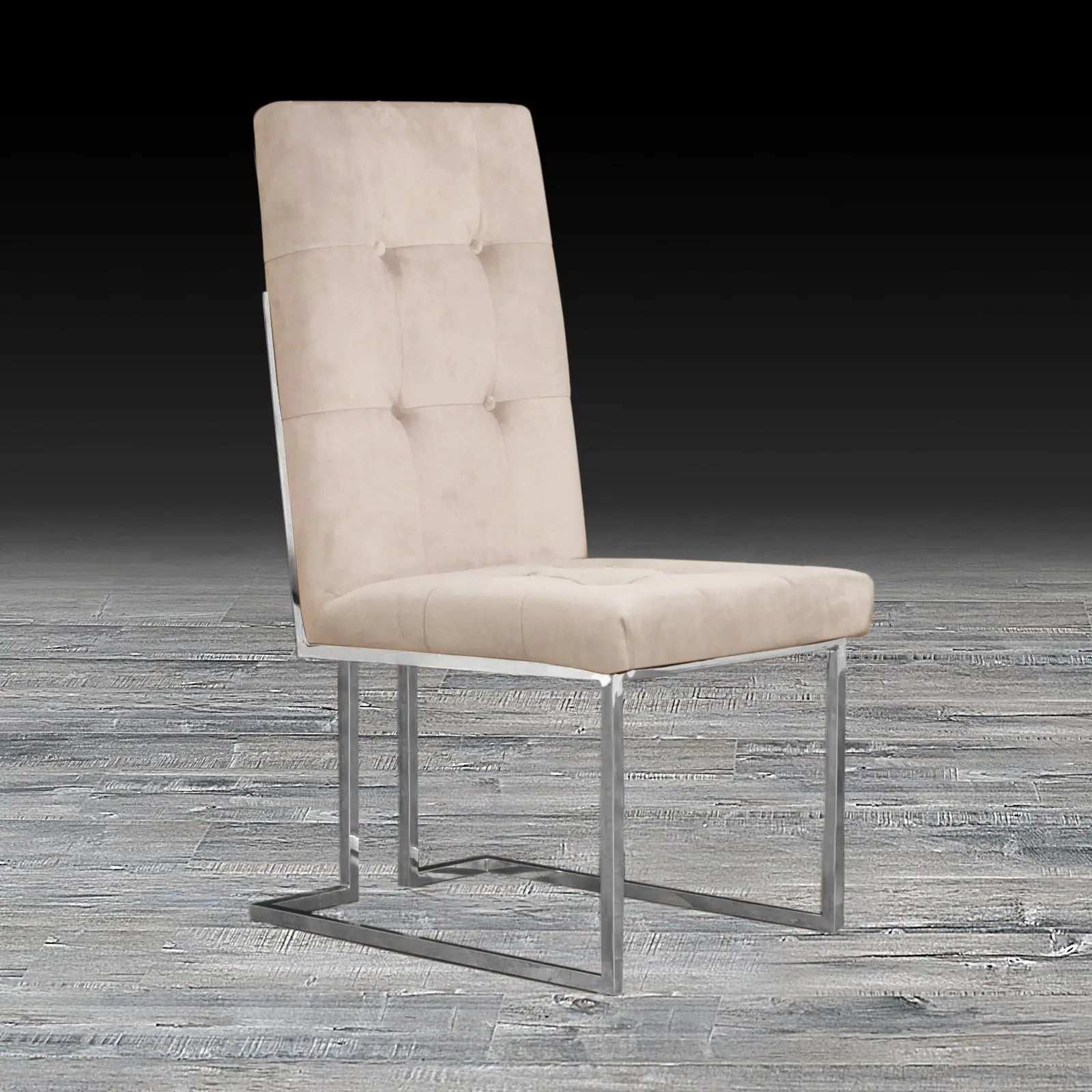 Cameron Beige Polished Stainless Steel Base Stylish Dining Chair