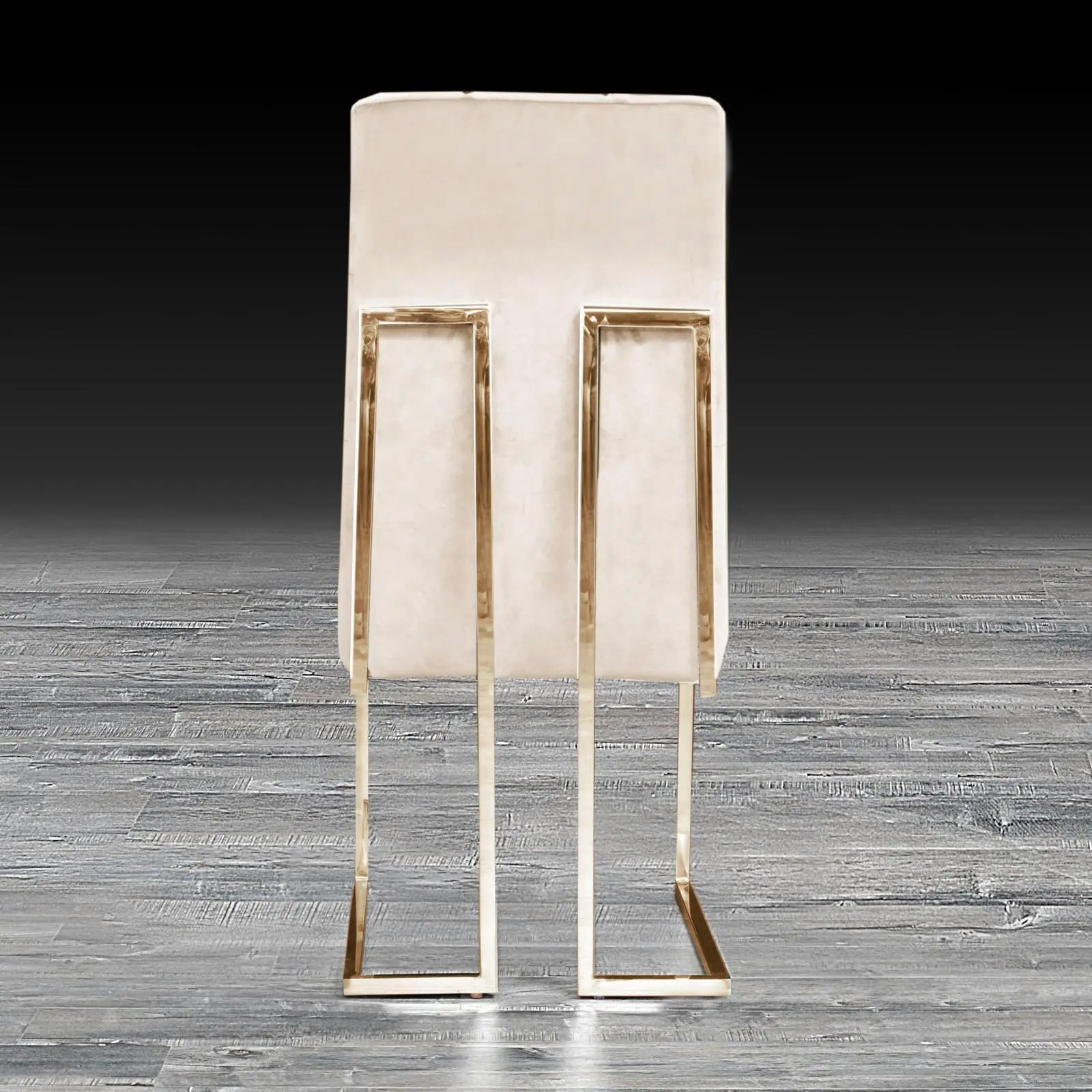 Cameron Beige Titanium Gold Polished Stainless Steel Base Luxury Dining Chair RG
