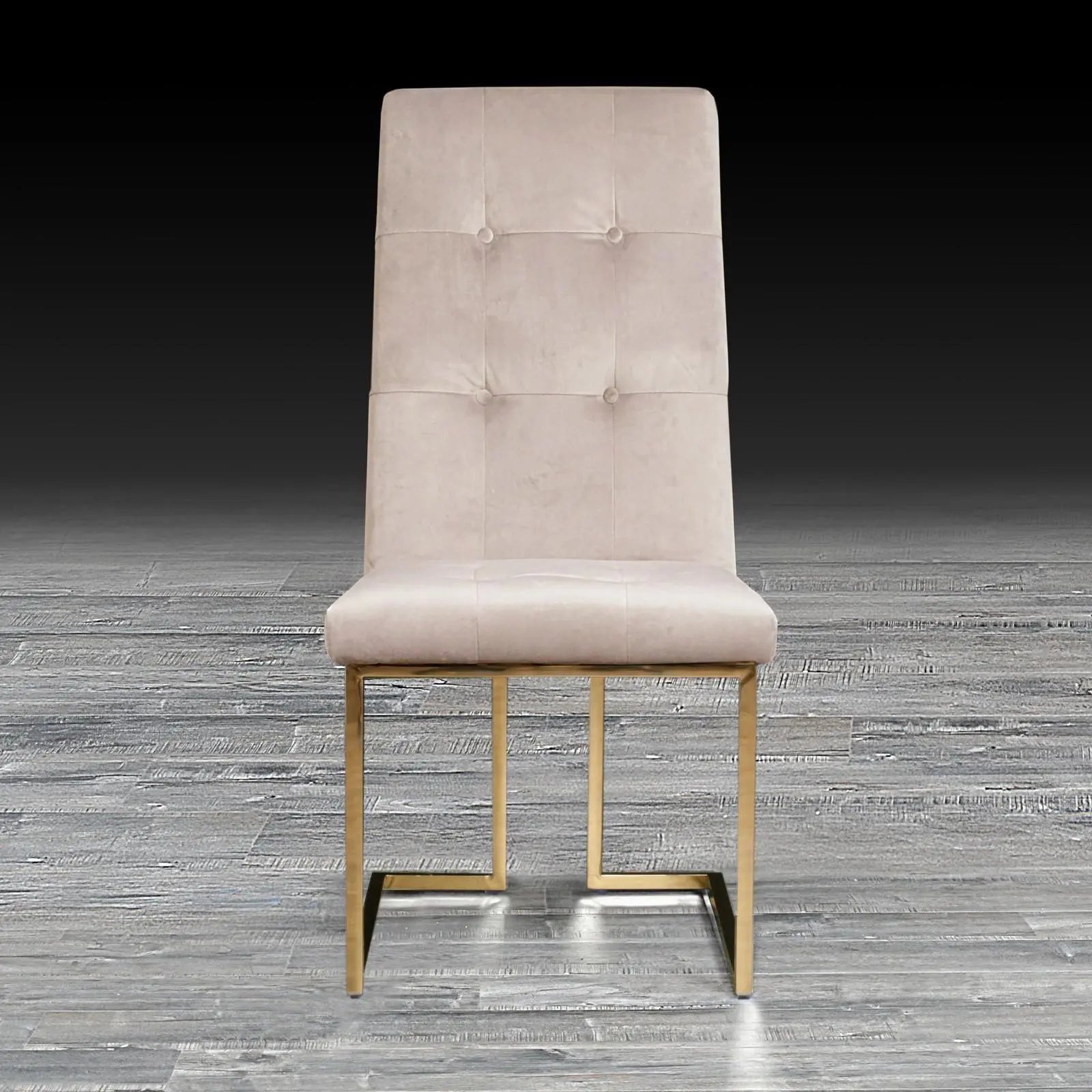 Cameron Beige Titanium Gold Polished Stainless Steel Base Modern Dining Chair RG