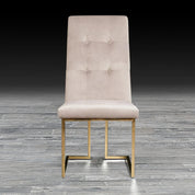Cameron Beige Titanium Gold Polished Stainless Steel Base Modern Dining Chair RG