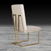 Cameron Beige Titanium Gold Polished Stainless Steel Base Roberto Grassie Dining Chair RG