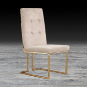 Cameron Beige Titanium Gold Polished Stainless Steel Base Stylish Dining Chair RG