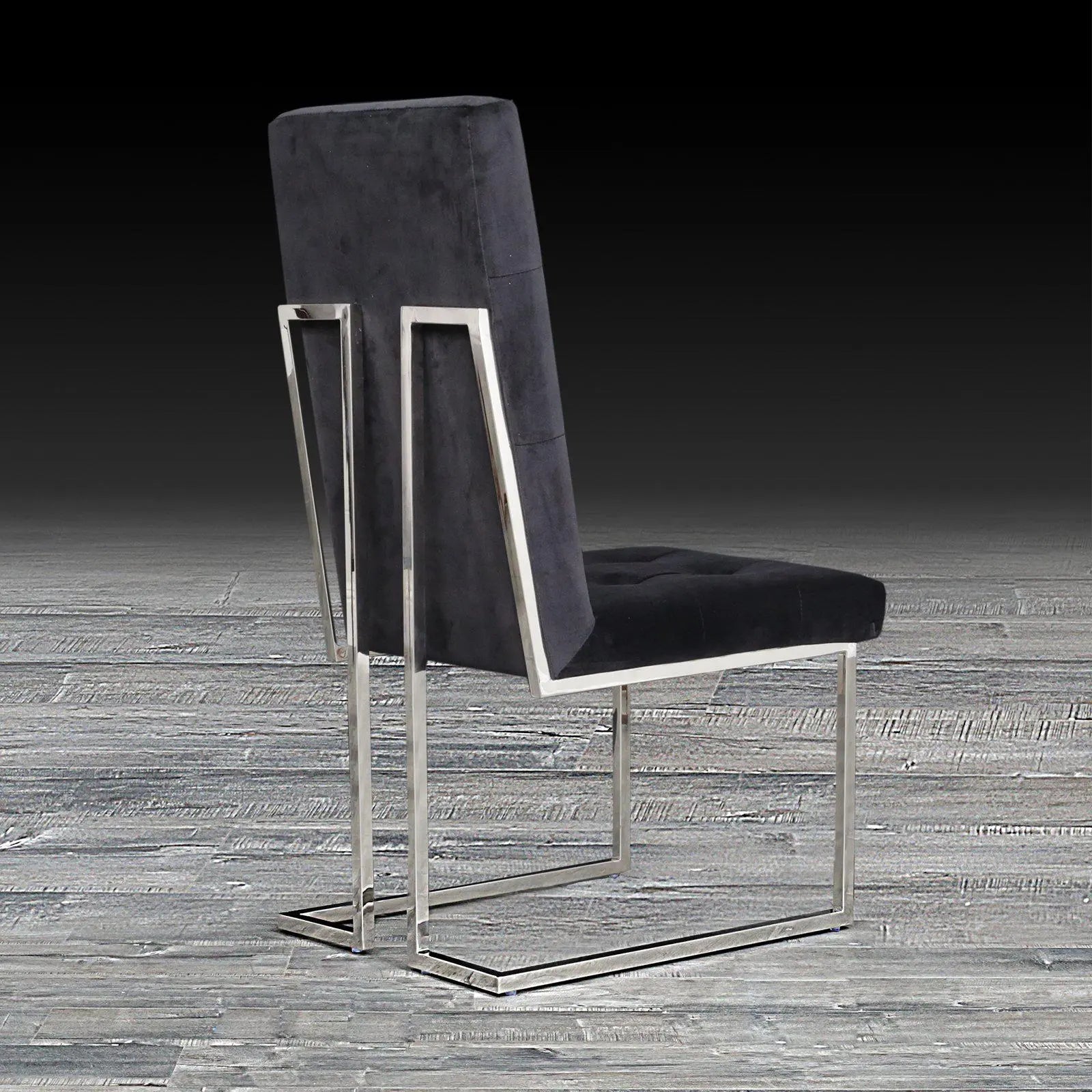 Cameron Black Polished Stainless Steel Base La Dining Chair