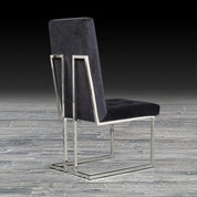 Cameron Black Polished Stainless Steel Base La Dining Chair