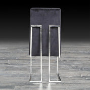 Cameron Black Polished Stainless Steel Base Luxury Dining Chair
