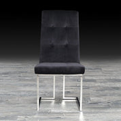 Cameron Black Polished Stainless Steel Base Modern Dining Chair