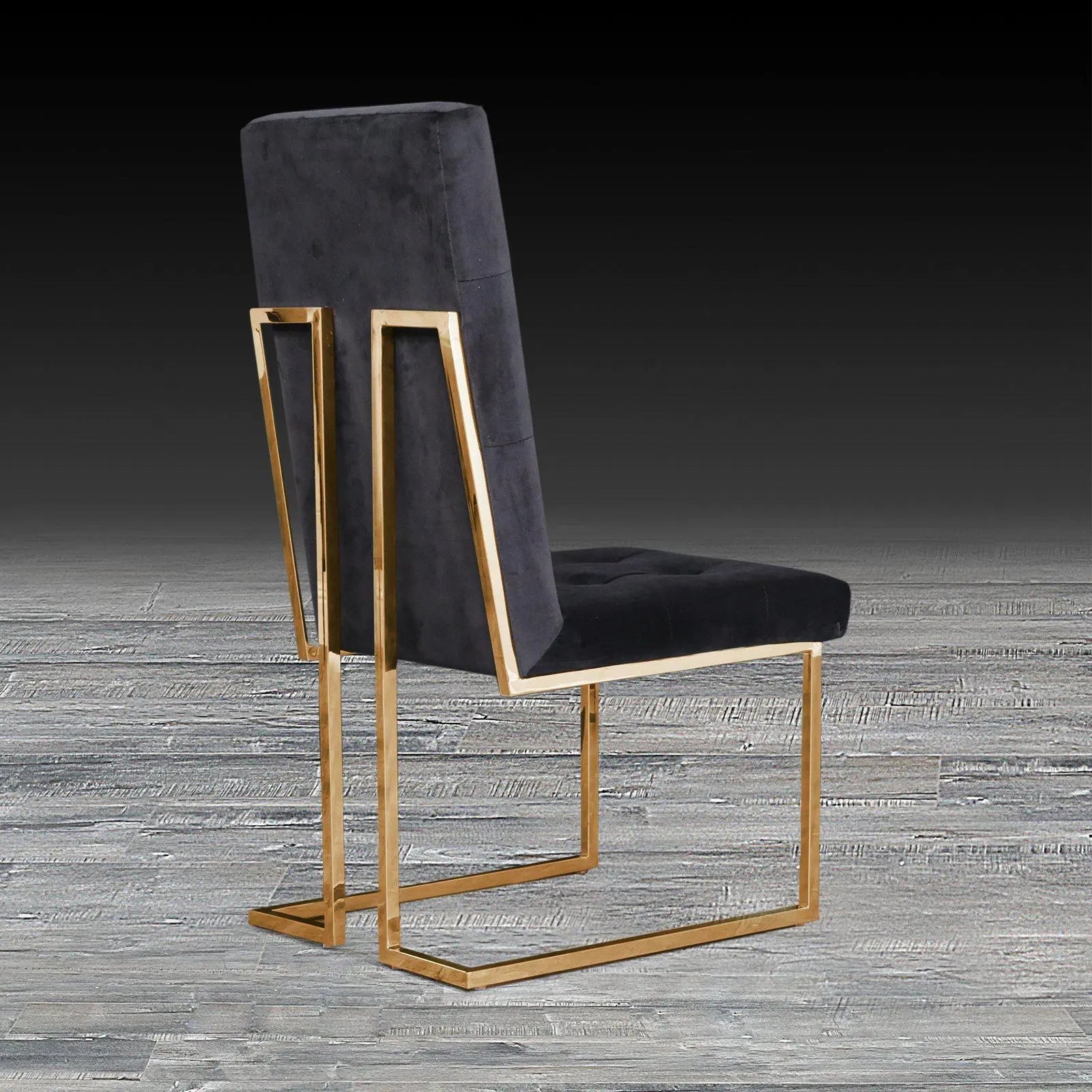 Cameron Black Titanium Gold Polished Stainless Steel Base Roberto Grassie Dining Chair RG