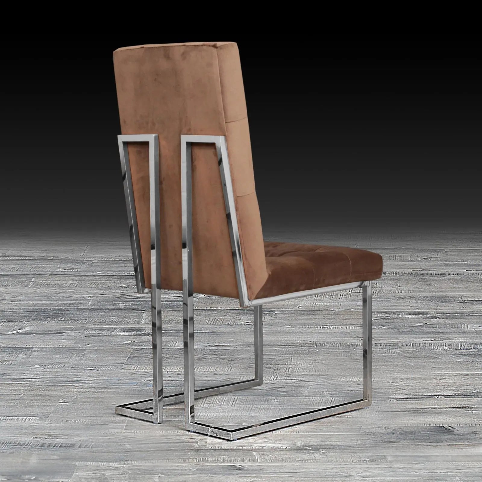 Cameron Brown Polished Stainless Steel Base La Dining Chair
