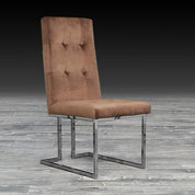 Cameron Brown Polished Stainless Steel Base Stylish Dining Chair