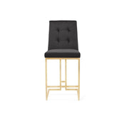 Cameron Titanium Gold Brushed Stainless Steel Base Black Counter Stool RG