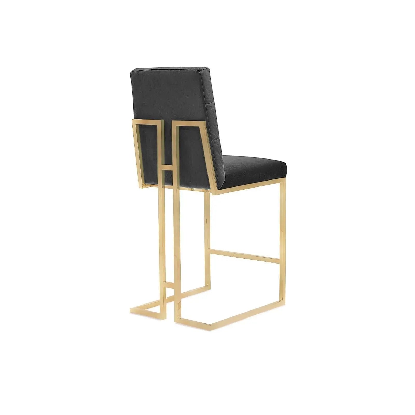 Cameron Titanium Gold Brushed Stainless Steel Base Black Luxury Counter Stool RG