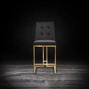 Cameron Titanium Gold Brushed Stainless Steel Base Black Modern Counter Stool RG