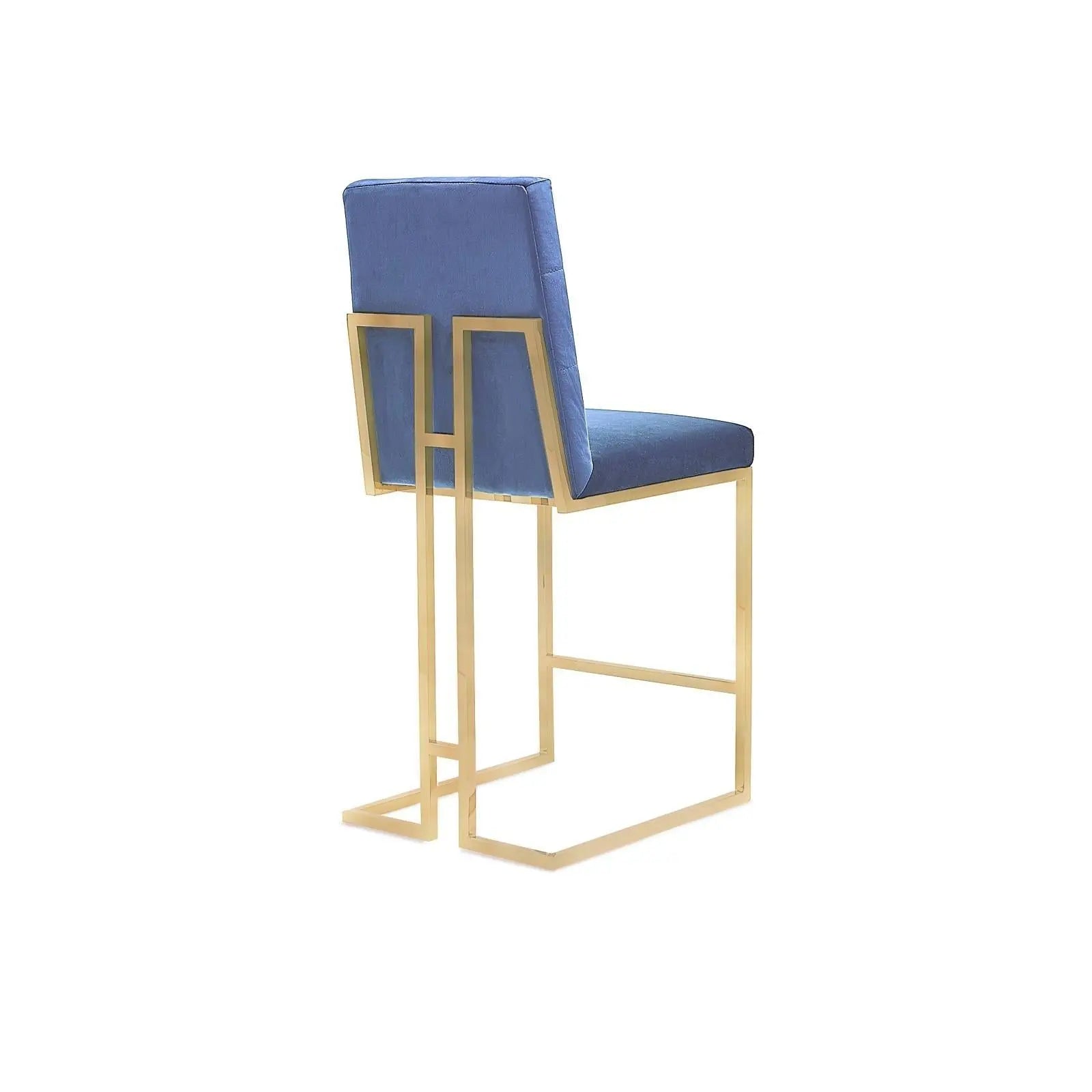 Cameron Titanium Gold Brushed Stainless Steel Base Dark Blue Luxury Counter Stool RG