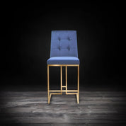 Cameron Titanium Gold Brushed Stainless Steel Base Dark Blue Modern Counter Stool RG