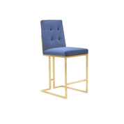 Cameron Titanium Gold Brushed Stainless Steel Base Dark Blue Stylish Counter Stool RG