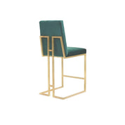 Cameron Titanium Gold Brushed Stainless Steel Base Dark Green Luxury Counter Stool RG
