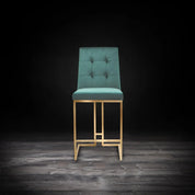 Cameron Titanium Gold Brushed Stainless Steel Base Dark Green Modern Counter Stool RG
