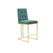 Cameron Titanium Gold Brushed Stainless Steel Base Dark Green Stylish Counter Stool RG
