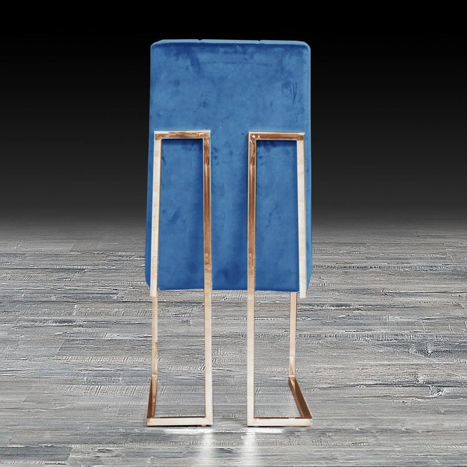 Cameron Dark Blue Titanium Gold Polished Stainless Steel Base Luxury Dining Chair RG