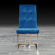Cameron Dark Blue Titanium Gold Polished Stainless Steel Base Modern Dining Chair RG