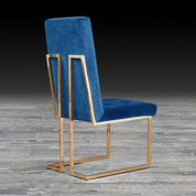 Cameron Dark Blue Titanium Gold Polished Stainless Steel Base Roberto Grassie Dining Chair RG