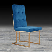 Cameron Dark Blue Titanium Gold Polished Stainless Steel Base Stylish Dining Chair RG