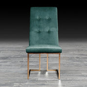 Cameron Dark Green Rose Gold Polished Stainless Steel Base Modern Dining Chair