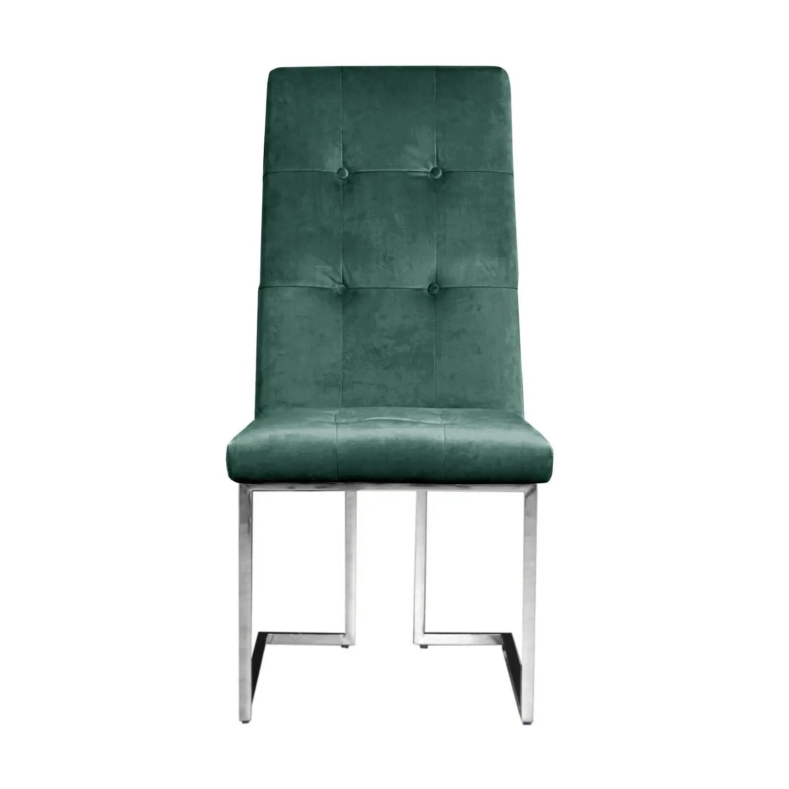 Cameron Dark Green Polished Stainless Steel Base Dining Chair RG