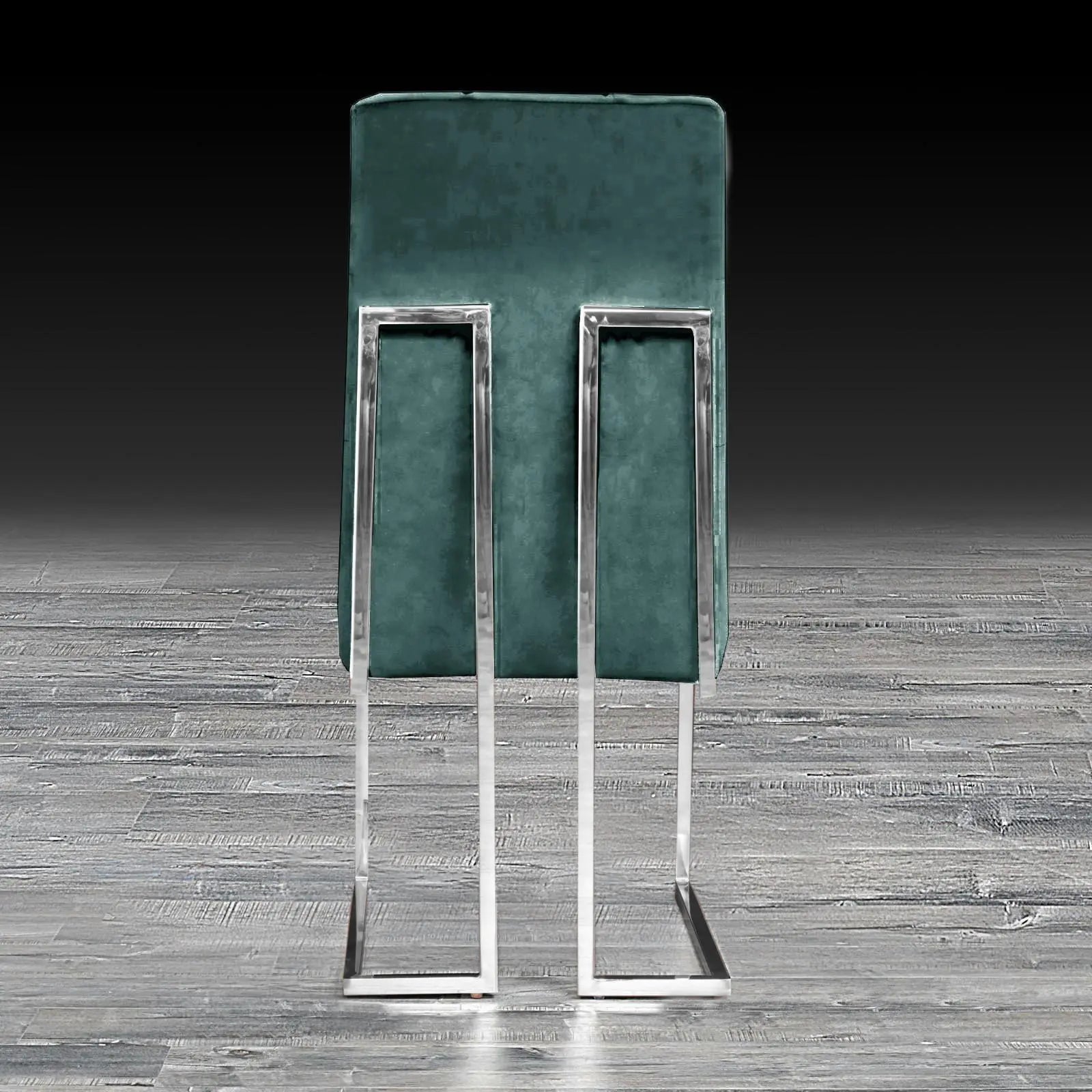 Cameron Dark Green Polished Stainless Steel Base Luxury Dining Chair
