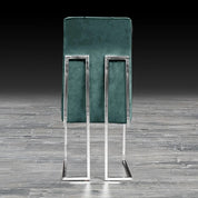 Cameron Dark Green Polished Stainless Steel Base Luxury Dining Chair