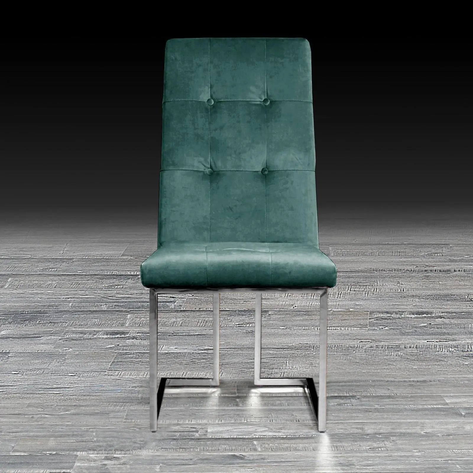 Cameron Dark Green Polished Stainless Steel Base Modern Dining Chair
