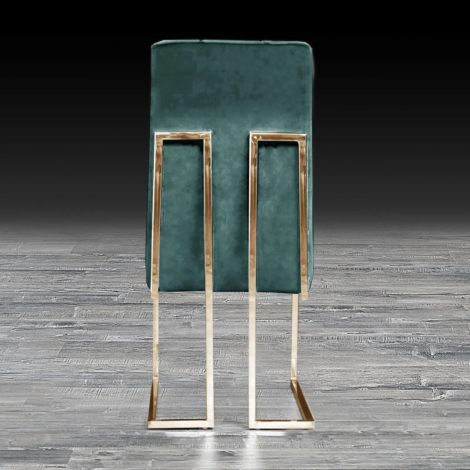 Cameron Dark Green Titanium Gold Polished Stainless Steel Base Luxury Dining Chair RG