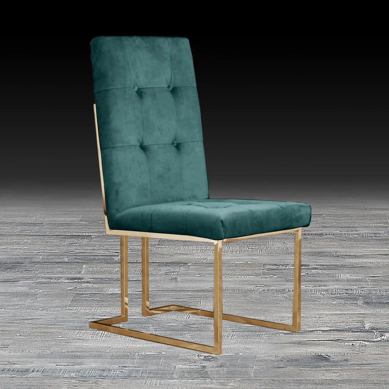 Cameron Dark Green Titanium Gold Polished Stainless Steel Base Stylish Dining Chair RG