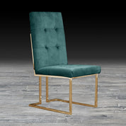Cameron Dark Green Titanium Gold Polished Stainless Steel Base Stylish Dining Chair RG