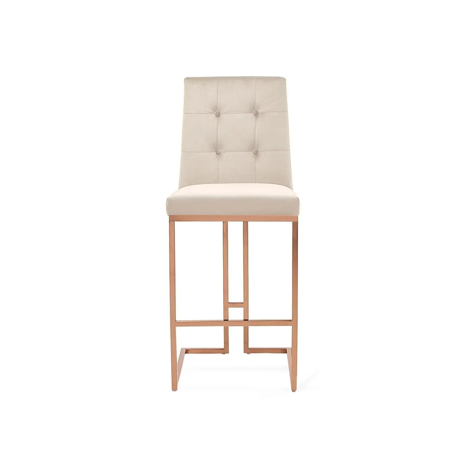 Cameron Rose Gold Polished Stainless Steel Base Beige Bar Stool