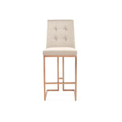 Cameron Rose Gold Polished Stainless Steel Base Beige Bar Stool