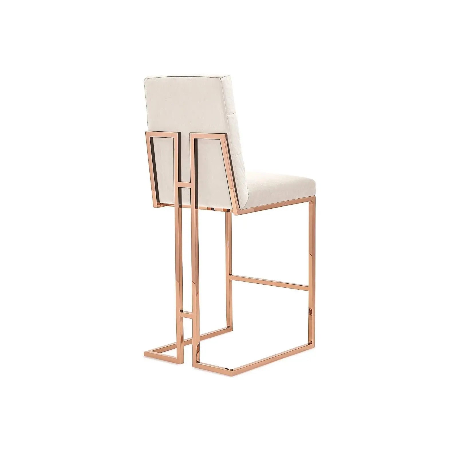 Cameron Rose Gold Polished Stainless Steel Base Beige Luxury Bar Stool