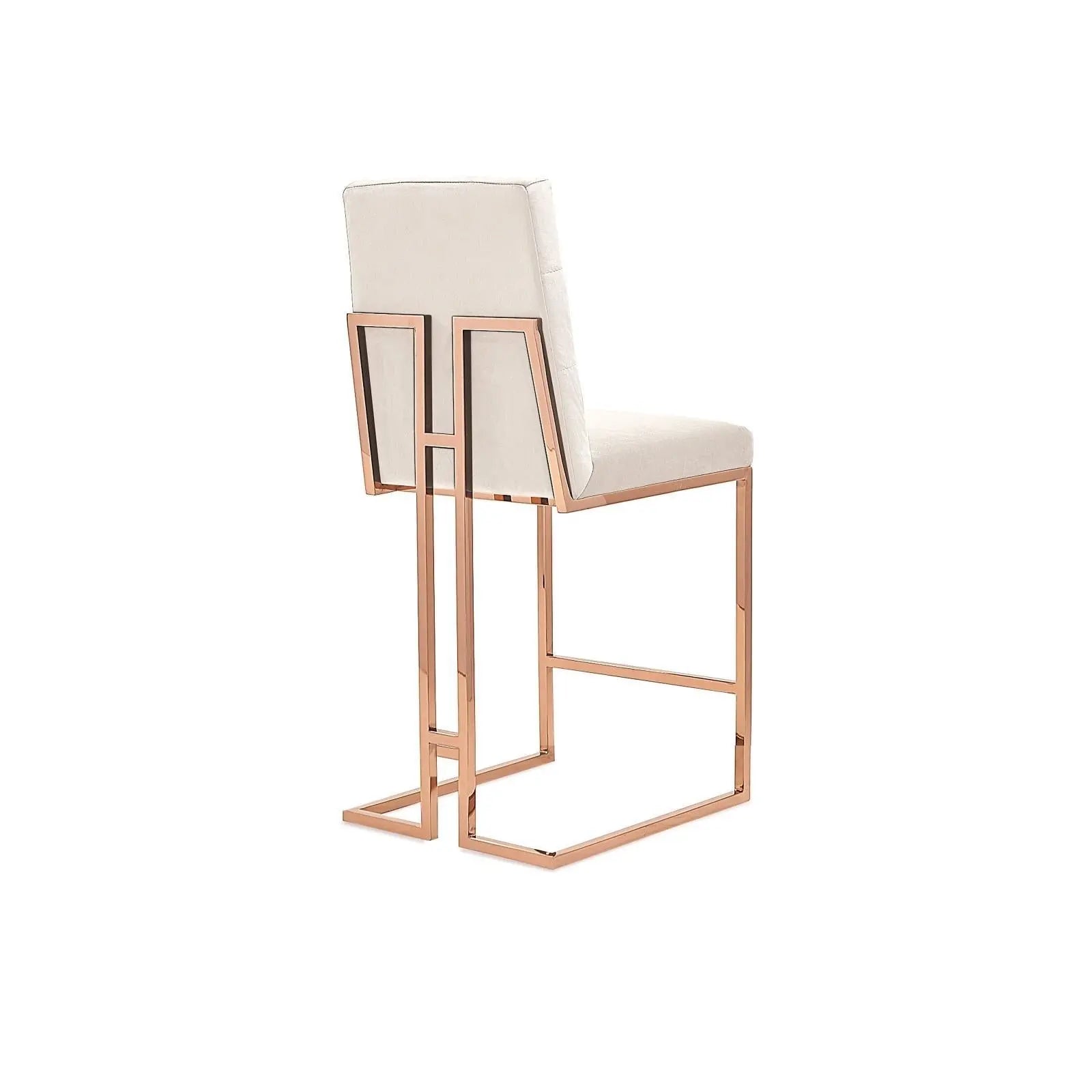 Cameron Rose Gold Polished Stainless Steel Base Beige Luxury Counter Stool RG