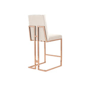 Cameron Rose Gold Polished Stainless Steel Base Beige Luxury Counter Stool RG